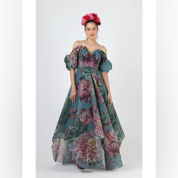 Anthropologie Dresses & Skirts - New Geisha Designs x Anthropologie Off-The-Shoulder Floral Appliqué Dress sz XS